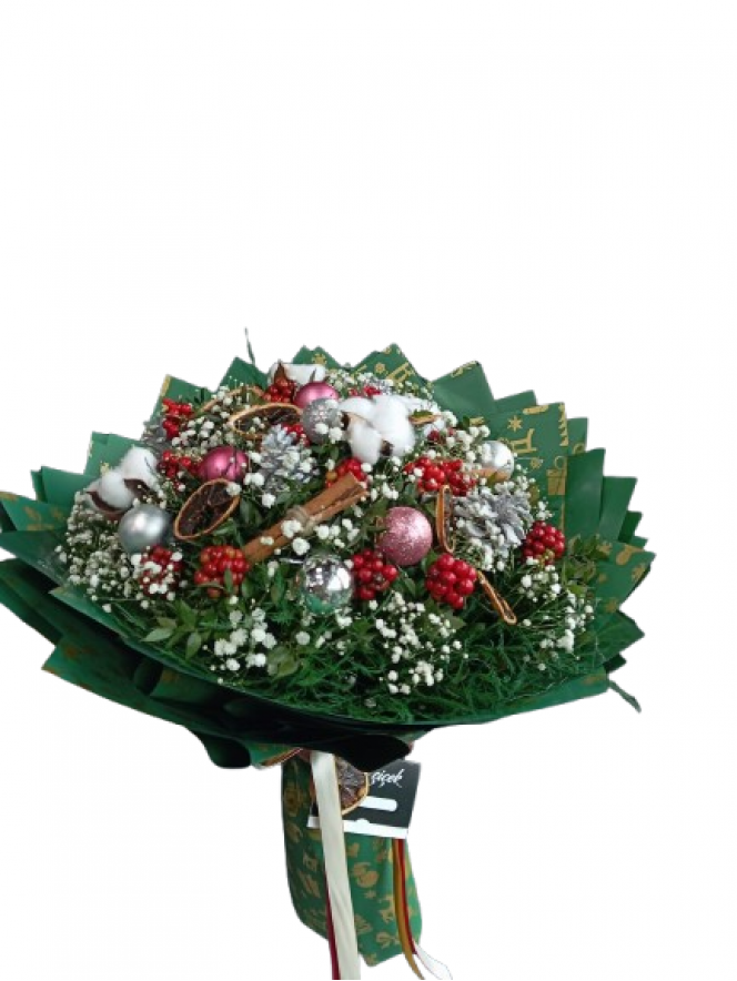 Kokina ve Çam Kozalaklı Yeni Yıl Buketi